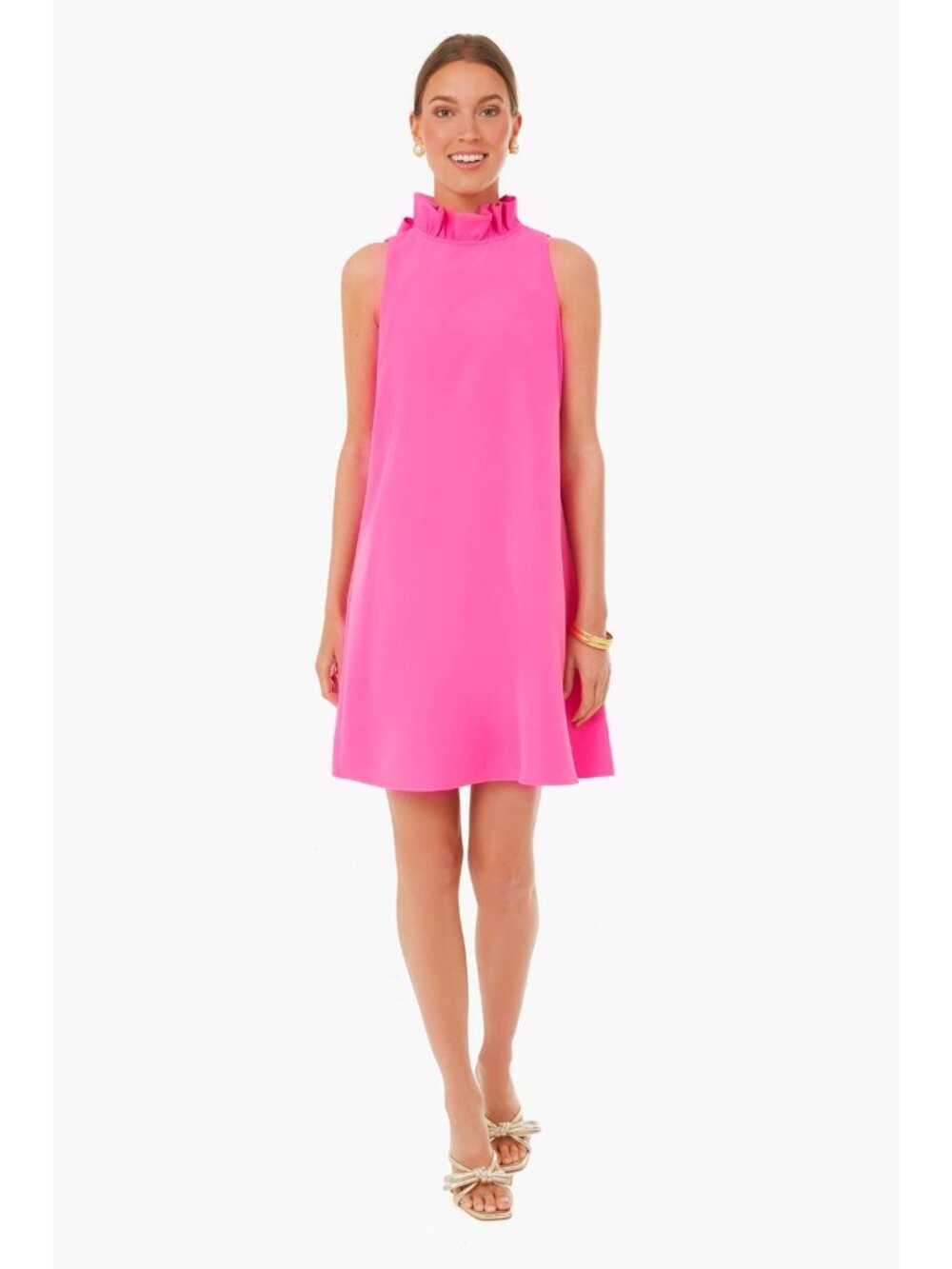 Tuckernuck Hot Pink Blythe Dress XXL Sleeveless Ruffle Collar Bow Cocktail Party